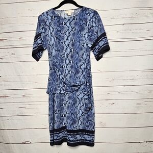 MICHAEL Michael Kors Blue Snakeskin Tie Waist Dress